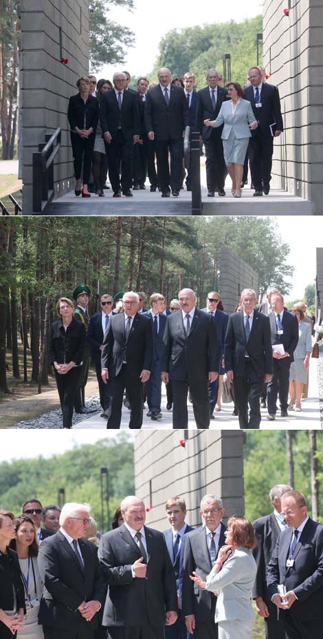 Президенты Александр Лукашенко, Франк-Вальтер Штайнмайер и Александр Ван дер Беллен посетили мемориальный комплекс 