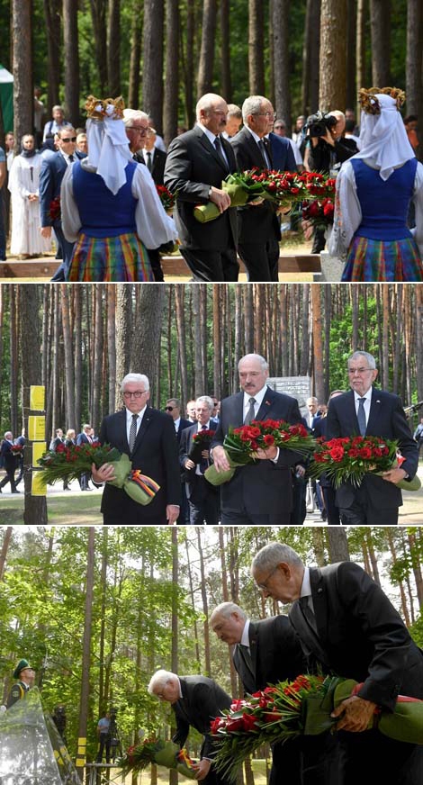 Президенты Александр Лукашенко, Франк-Вальтер Штайнмайер и Александр Ван дер Беллен посетили мемориальный комплекс 