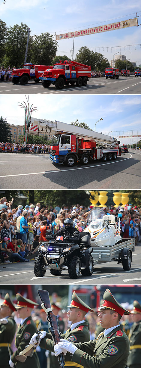 Парад техники МЧС на проспекте Независимости в Минске 