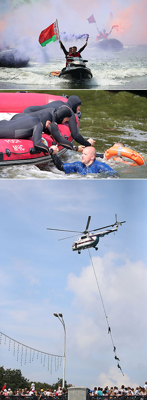 Празднование Дня пожарной службы в столичном парке Горького