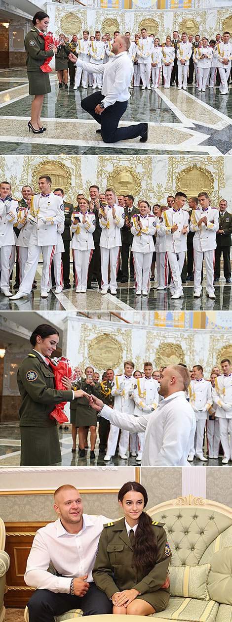 Сотрудницу МЧС позвали замуж во Дворце Независимости