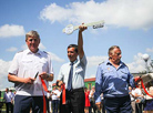 Vladimir Zharelo, Vladimir Ring, Alexander Shmatov, Yuri Zayats and Vasily Karabanyuk during a ribbon cutting ceremony