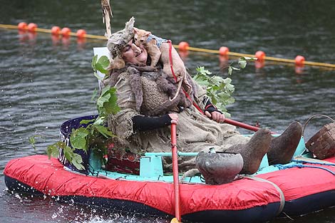 Tamara Kozlovskaya from Voronovo acting as the fairy-tale character Baba Yaga