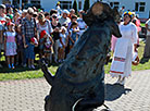 A bronze sculpture of a cucumber in Shklov