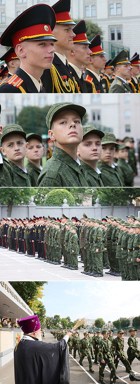 Первокурсники Минского суворовского училища в День знаний получили первые погоны