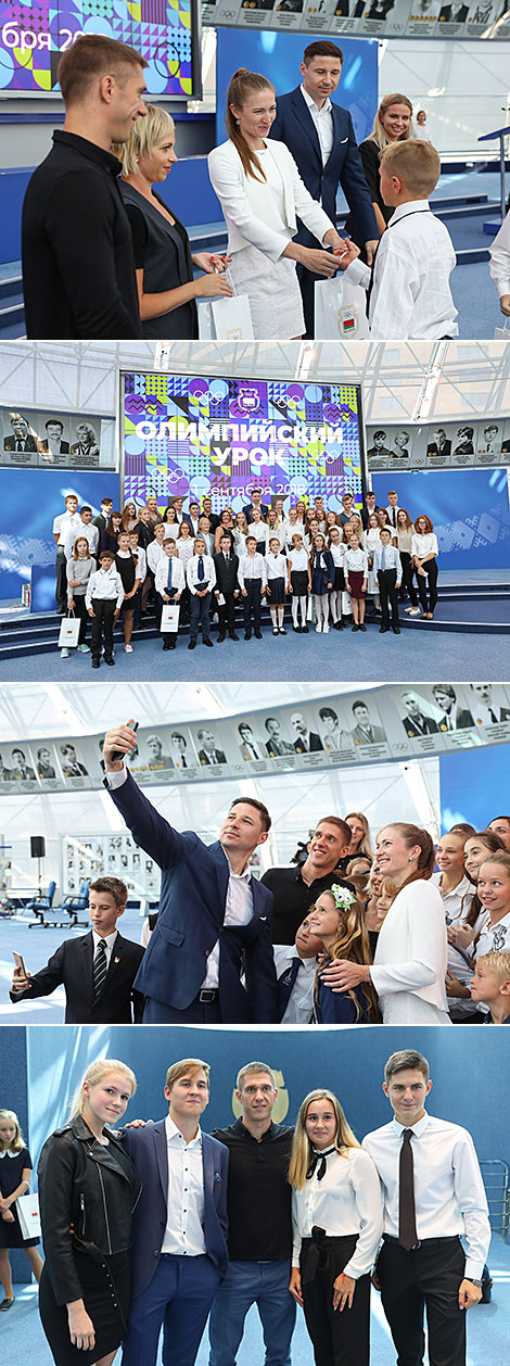 Олимпийские чемпионы провели открытый урок в НОК Беларуси