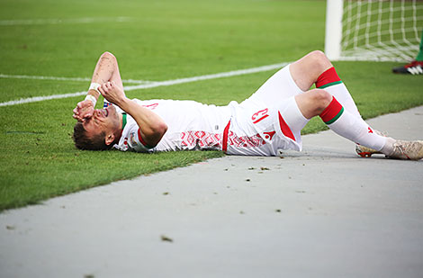 Belarus’ midfielder Pavel Nekhaichik