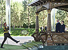 Alexander Lukashenko and Shavkat Mirziyoyev during the ceremony of official welcome
