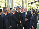 Alexander Lukashenko and Shavkat Mirziyoyev during the ceremony of official welcome