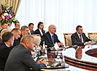 Alexander Lukashenko during the extended negotiations with Uzbekistan President Shavkat Mirziyoyev