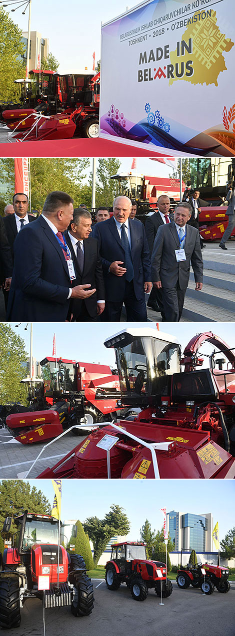 Alexander Lukashenko and Uzbekistan President Shavkat Mirziyoyev open the Made in Belarus expo