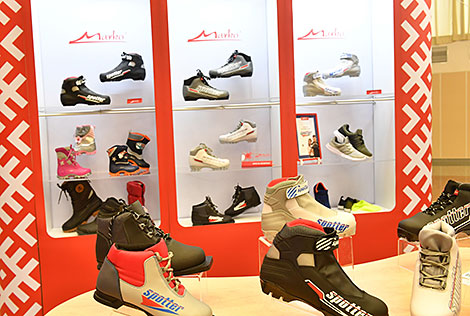 Exposition of sports equipment: Belarusian ski boots