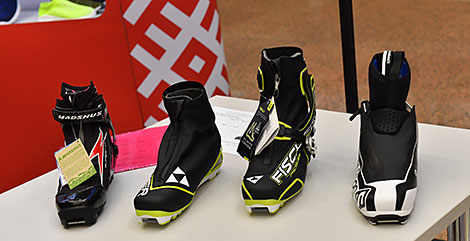 Exposition of sports equipment: Belarusian ski boots