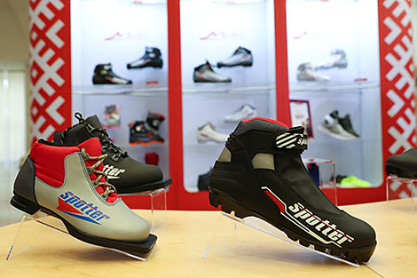 Exposition of sports equipment: Belarusian ski boots