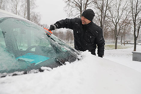 Первый снег в Гомеле 