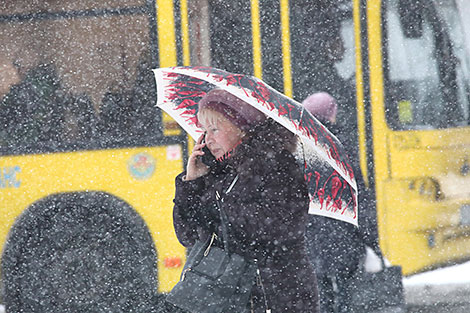 Первый снег в Гомеле 