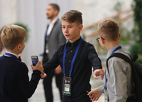 Participants of the Junior Eurovision 2018 in the Palace of Independence in Minsk