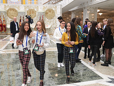 Participants of the Junior Eurovision 2018 in the Palace of Independence in Minsk