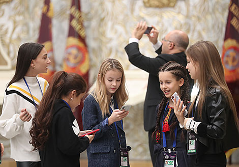 Participants of the Junior Eurovision 2018 in the Palace of Independence in Minsk