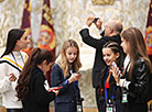 Participants of the Junior Eurovision 2018 in the Palace of Independence in Minsk