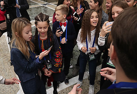 Participants of the Junior Eurovision 2018 in the Palace of Independence in Minsk