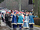 Parade of Father Frosts and Snow Maidens at the residence of the Belarusian Father Frost in Belovezhskaya Pushcha