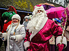 Parade of Father Frosts and Snow Maidens at the residence of the Belarusian Father Frost in Belovezhskaya Pushcha