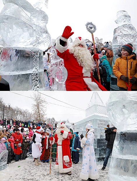 Ледзяная рэзідэнцыя Дзеда Мароза ў Паднікольскім парку