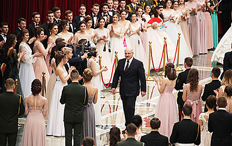 Belarus President Alexander Lukashenko at the first national New Year ball 