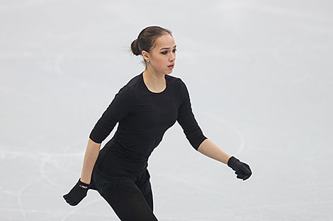 Zagitova holds practice session at Minsk Arena