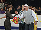 Belarus President Alexander Lukashenko greets the participants of the gala concert