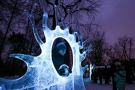 Выстава лядовых і снежных скульптур адкрылася ў Батанічным садзе НАН Беларусі