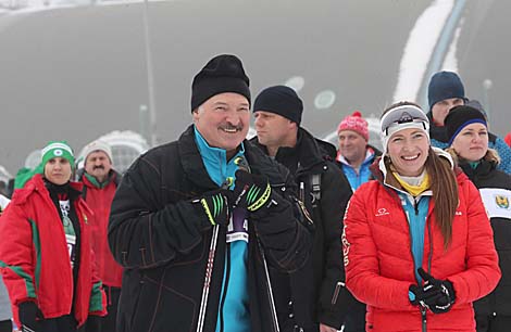 Alexander Lukashenko and Darya Domracheva