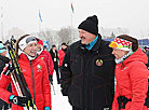 Alexander Lukashenko, Darya Domracheva,  Nadezhda Skardino