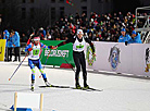 Winners of the Legends Race Mixed Relay Nadezhda Skardino and Sergei Novikov