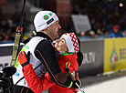 Winners of the Legends Race Mixed Relay Nadezhda Skardino and Sergei Novikov