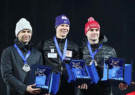Sergei Novikov (Belarus), Ole Einar Bjoerndalen (Norway), Andriy Deryzemlya (Ukraine)