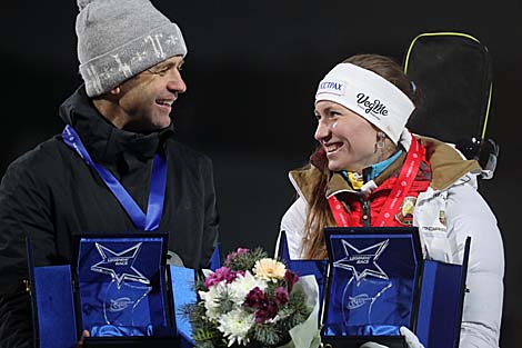 Darya Domracheva and Ole Einar Bjoerndalen