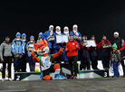 Legends Race participants award medalists of the Snow Sniper national biathlon tournament for children and youth