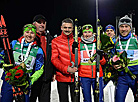 Team Belarus, senior coach of the Belarusian national biathlon team Yuri Albers and Belarusian Sport and Tourism Minister Sergei Kovalchuk 