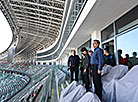 Chinese reporters visit Minsk Dinamo Stadium