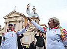 Olympic champion Uladzislau Hancharou and prominent fencer, four-time Olympic champion Alena Belova 