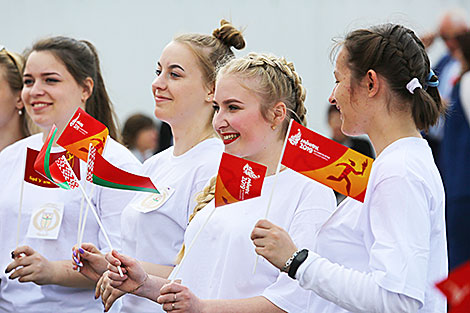 Brest residents welcome the Flame of Peace torch relay