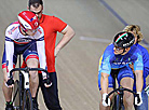 Pavel Papruha of Belarus and Patrick Lovassy of Hungary in the junior sprint event