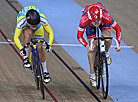 Egor Korobov of Ukraine and Nikita Mamanovich of Belarus in the junior sprint event