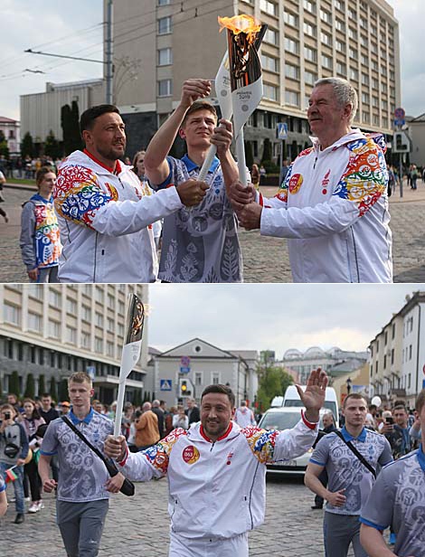 World Champion, Olympic medalist in hammer throw Ivan Tsikhan takes the baton from Ivan Edeshko