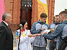 Mogilev Mayor Vladimir Tsumarev and Yekaterina Ivanchikova