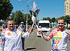 Алімпійскі чэмпіён Аляксандр Масяйкоў і першы сакратар ЦК БРСМ Дзмітрый Варанюк