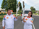 Chairman of the Belarusian Tennis Federation Sergei Teterin and silver and bronze Olympic medalist in rhythmic gymnastics Kseniya Sankovich