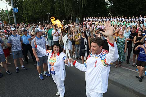 Actor Pavel Kharlanchuk-Yuzhakov and Art Director of the Valery Abel Circus Tatyana Abel